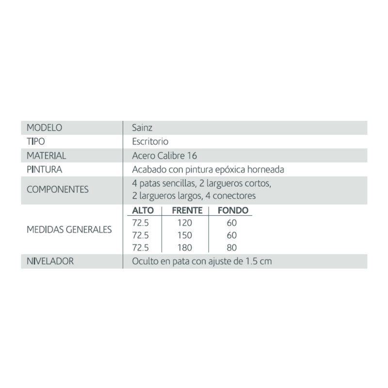 Escritorio Sainz 180x80